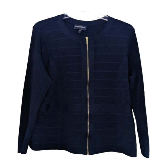 Lane Bryant Black Full Zip Textured Sweater, Size 22/24 Versatile - Picture 2 of 5